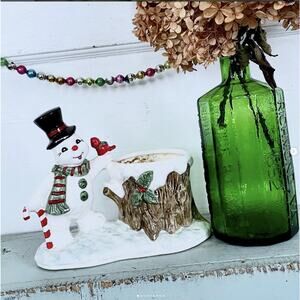 Vintage 1992 Holland Mold Snowman Planter Christmas Ceramic